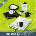 46PCS Square shape Porcelain Dinner Set, decal print dinnerware